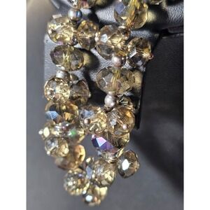 Smoky Gray Faceted Crystal AB Beaded Stretch Bracelet